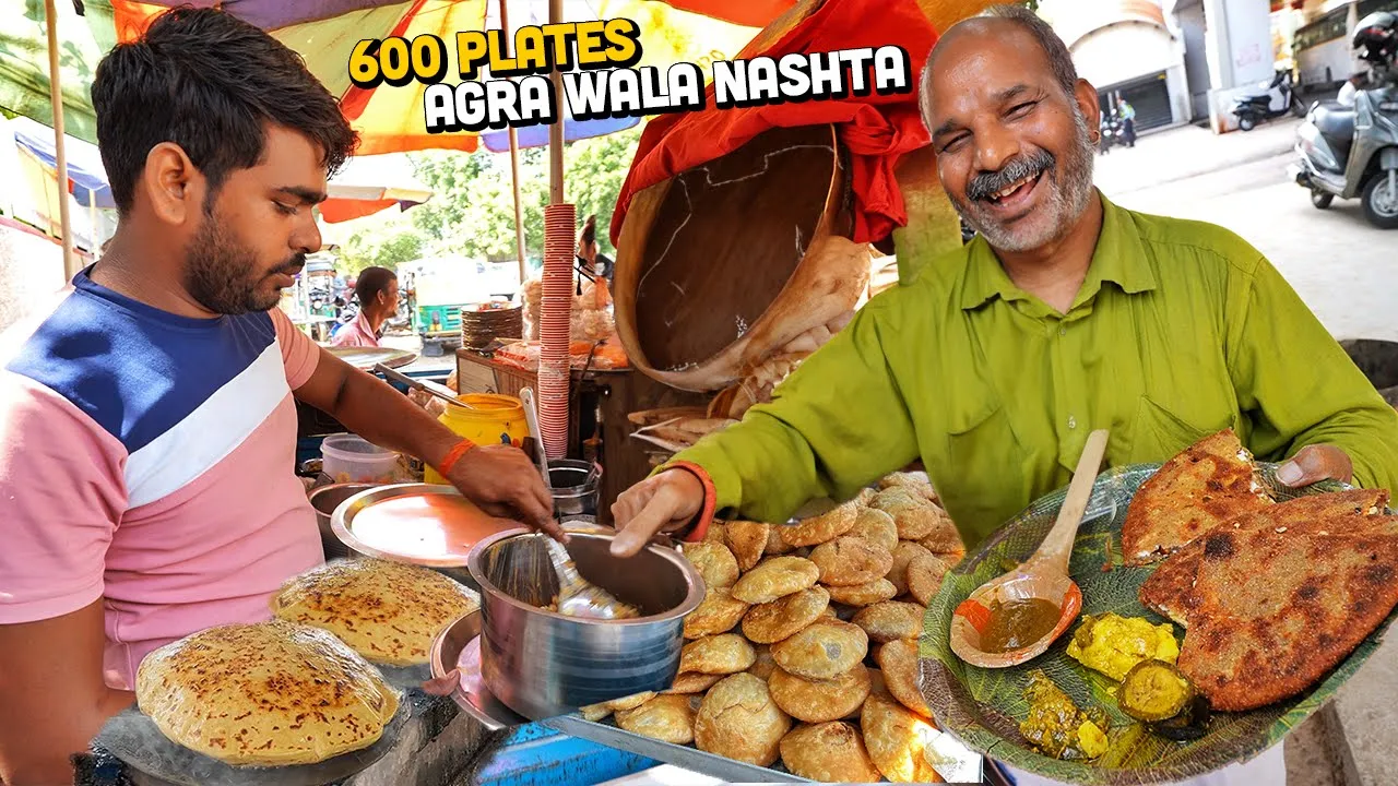 24/- Rs SHANDAR Indian Street Food Agra   Deviram Bedai, 30 type Paratha, SPICIEST Chole Kulche