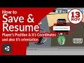 Unity save current player location and resume at previously saved location tutorial