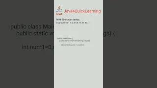 Print Fibonacci Series in java Core Java Interview Questions