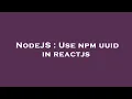 NodeJS Use npm uuid in reactjs