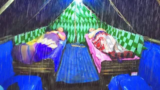 Camping Hujan deras, Tidur nyenyak di shelter hangat, ASMR, relaxing rain sound
