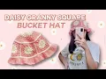 Crochet Daisy Granny Square Bucket Hat Tutorial