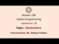 Python Programming Decorators AKTU Digital Education