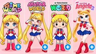 🌙✨SAILOR MOON IN 4 DIFFERENT GAMES! 💖🌎|Toca Life World, Avatar World, Game World & My Talking Angela