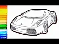 Learn How to Draw a Lamborghini Sports Car Easy Simple Drawing Ideas and Coloring Pages for Kids