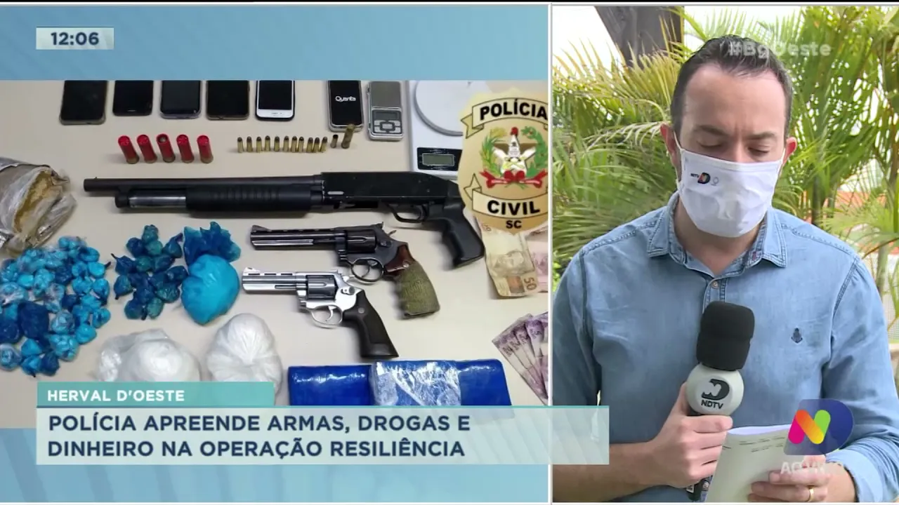 Herval d'Oeste: polícia apreende armas, drogas e dinheiro na Operação Resiliência