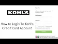 How to Login To Kohl s Credit Card Account Kohl s Credit Card Account Sign in to kohls com Online