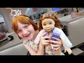 Download Lagu ADLEY and DOLL get TWiN MAKEOVER!!  Hair and Nail Salon for Dolls with a tea party lunch \u0026 shopping