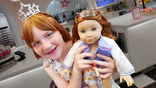 ADLEY and DOLL get TWiN MAKEOVER Hair and Nail Salon for Dolls with a tea party lunch shopping