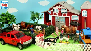 Farm Truck and Horse Trailer Playset Big Country Adventure with Barn Animals