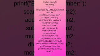 C Program to perform all arithmetic operations with two numbers
