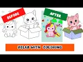 Happy Unicorn and Kitten relax coloring relax coloring pages