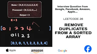 LeetCode 26 Remove Duplicates from Sorted Array Google Apple Amazon interview question