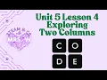 AP CSP Unit 5 Lesson 4 - Exploring Two Columns