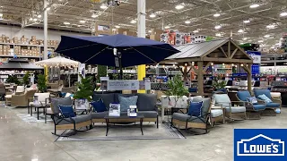 LOWE S PATIO FURNITURE GAZEBOS SOFAS ARMCHAIRS TABLES SHOP WITH ME SHOPPING STORE WALK THROUGH