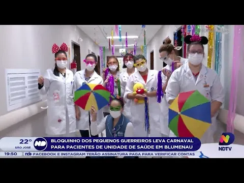 ‘Bloquinho dos Pequenos Guerreiros’ leva Carnaval para pacientes de unidade de saúde em Blumenau