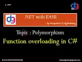 Function overloading in C Polymorphism in C NET online session dgTraining