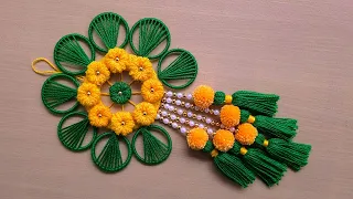 DIY Woolen Wall Hanging Idea for Home Decor using old bangles