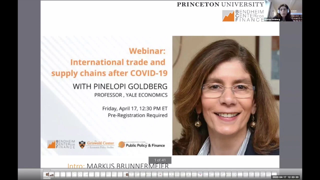 Pinelopi Goldberg on international trade and supply chains after COVID-19