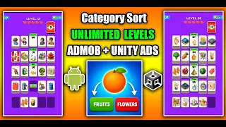 Category Sort Match Puzzle 2D Game Unity Source Code with Admob and Unity Ads Integrated