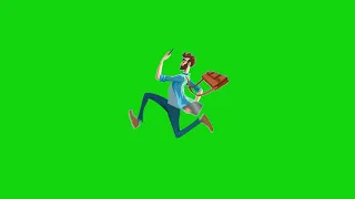 كروما كرتون موشن جرافيك Green Chroma Running Cartoon Character 