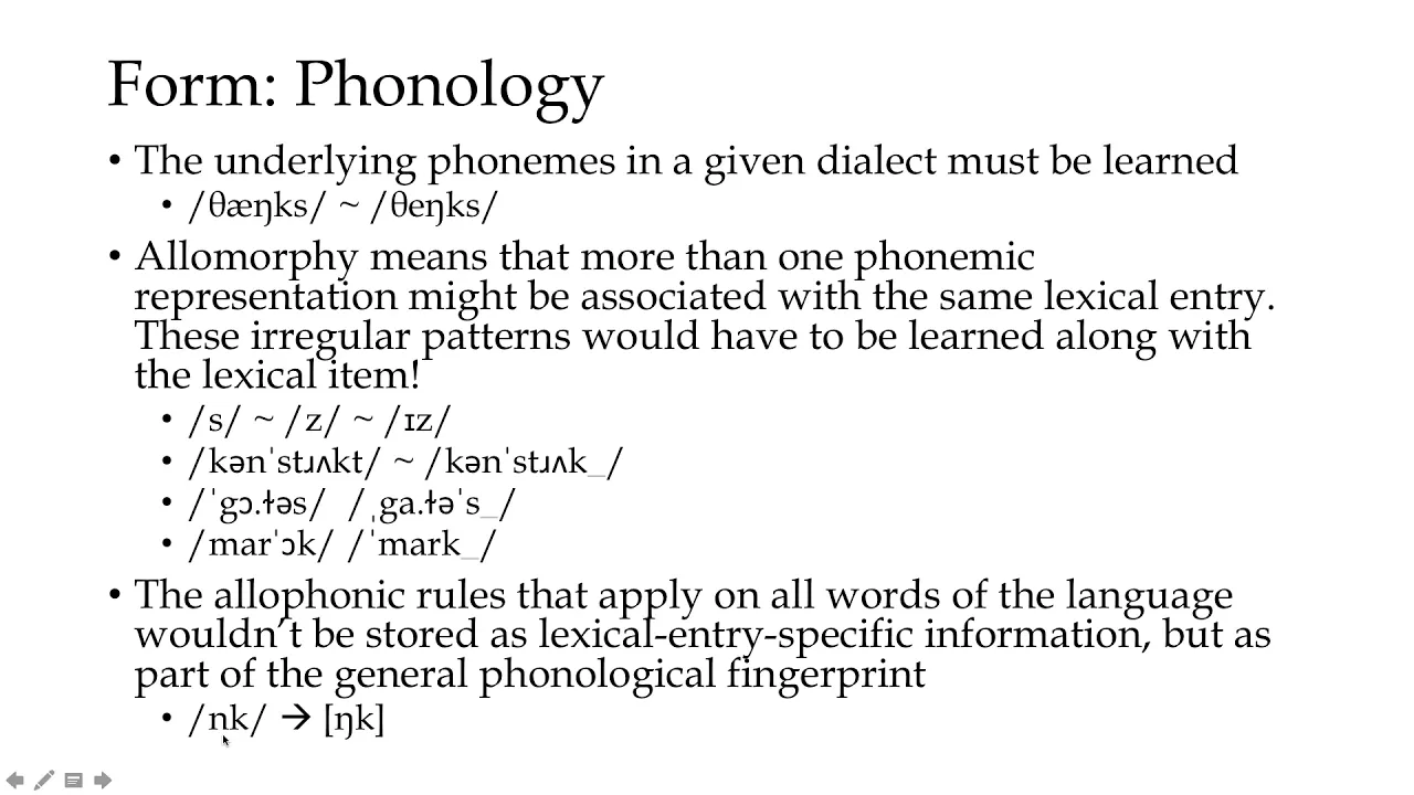 Components of a lexical entry