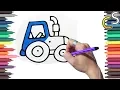 BLUE TRACTOR - coloring pages Draw color markers in a place with children