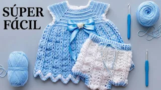 😍 Cubre Pañal a Crochet MUY FÁCIL | Braguitas para Bebé Paso a Paso ¡A Juego con el Vestido Adele!