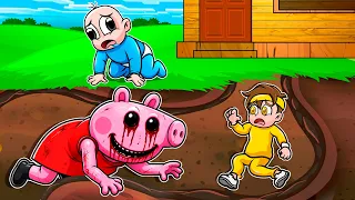 INVADADIDO por PEPPA PIG MALVADA en Minecraft 😱📺 BEBÉ NOOB es ATACADO por LA CERDA MALVADA