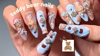 creating the coziest teddy bear nail set π§Έππ€