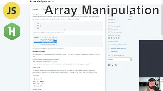 Hard Array Manipulation Hackerrank javascript arrays dictionaries