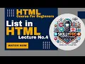 HTML Lists Explained HTML Tutorial for Beginners Lecture 4 Skill By Pro