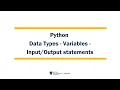 Python Data Types - Variables