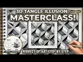 How To Draw 3D Op-Art Step By Step Satisfying 3D Zentangle Pattern