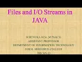 Unit IV Files and streams in JAVA