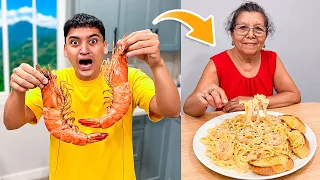 Cocinando Camarones GIGANTES con Mamá | Atilio Larin
