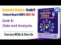 Computer Science Class 9 Chapter 4 Unit 4 Exercise Solution MCQs Short Questions FBISE