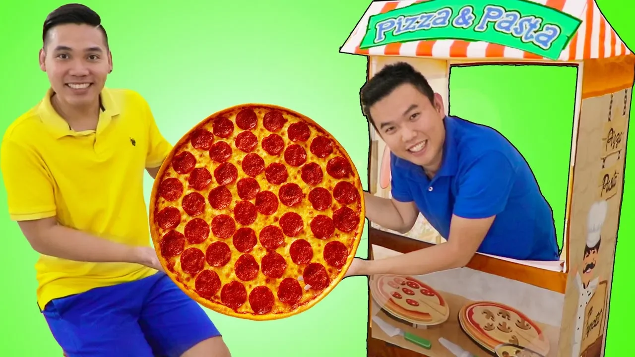 Funny Uncle John Pretend Play w/ Pizza Food Kitchen Restaurant Cooking Kids Toys