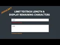 Limit Textbox Length and Display Remaining Characters using by Javascript