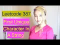First Unique Character in a String leetcode 387 JavaScript