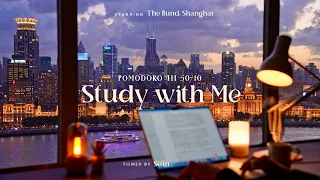 4-Hour Study with Me Shanghai The Bund Night Pomodoro 50-10 Relaxing Lo-Fi Day 173