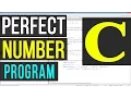 Perfect Number Program C Language Tutorial
