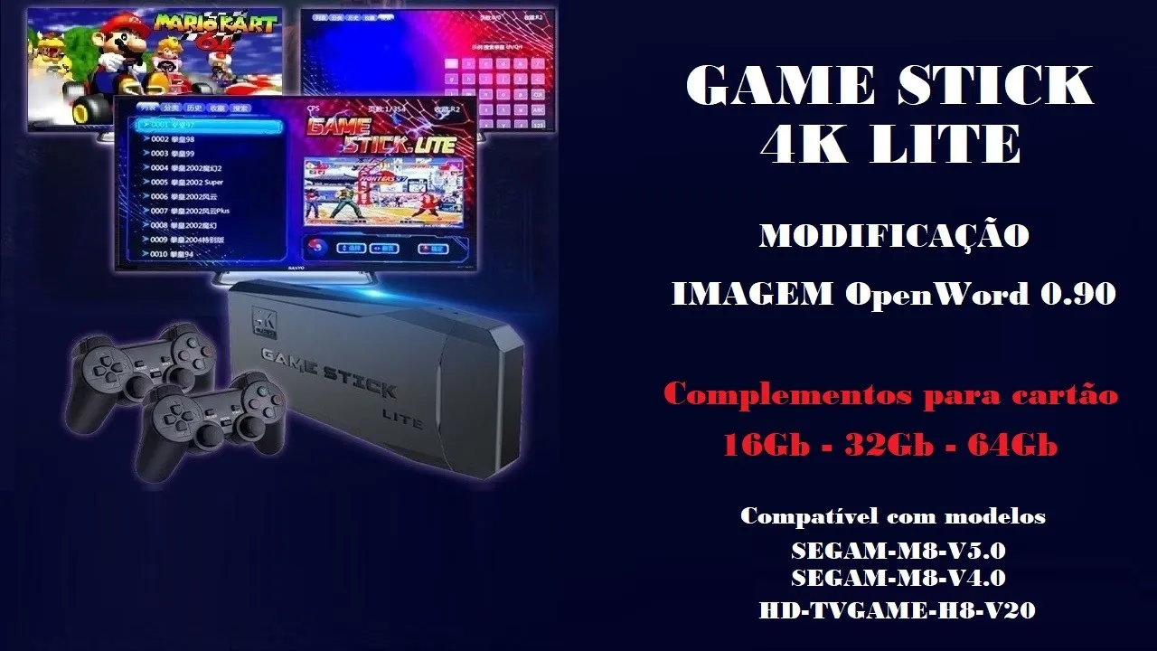 Game Stick 4k Lite  - Modificação Open World 0.90 com Complementos 16Gb/32Gb/64Gb