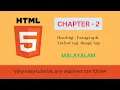 HTML Tutorial CHAPTER - 2 topics heading paragraph anchor tag image tag MALAYALAM