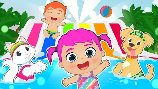BEBÉS ALEX Y LILY ☀️ Aventuras Divertidas en los Toboganes con Helados y Playa  🌊 Especial Verano