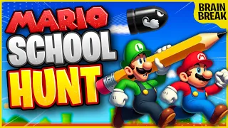 Mario School Hunt! | Back To School Brain Break | Bear Hunt | Freeze Dance | Danny Go Noodle