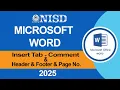 MS-Word COMMENT HEADER FOOTER PAGE NO