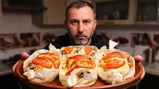 CHICKEN BREAST with MUSHROOMS in an OVEN.
