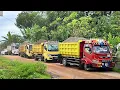 Truk Jomplang.MOBIL TRUK Pengangkut PASIR Bergantian Bongkar MUATAN FULL BAK Menggunung Di PANGKALAN