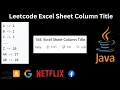 Excel Sheet Column Title Leetcode 168 Solution in Java Excel Sheet Column Title Leetcode 168